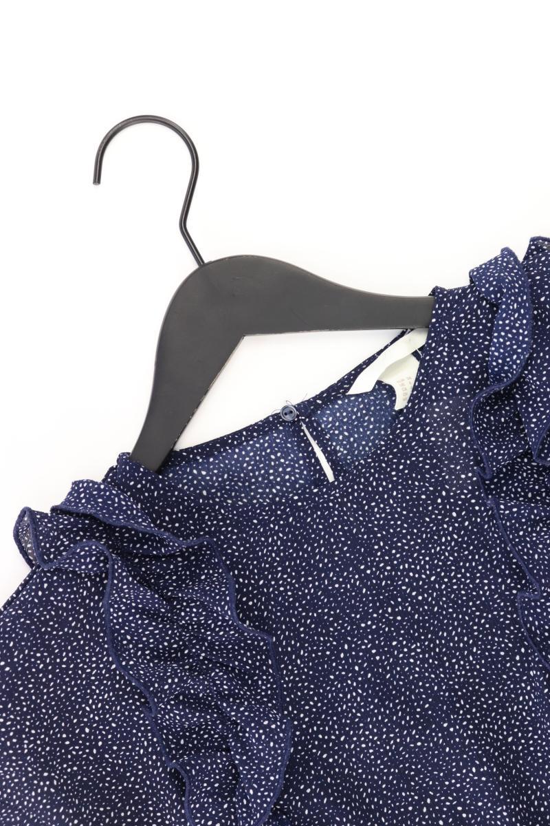 Rüschenbluse Gr. 34 Langarm blau aus Polyester