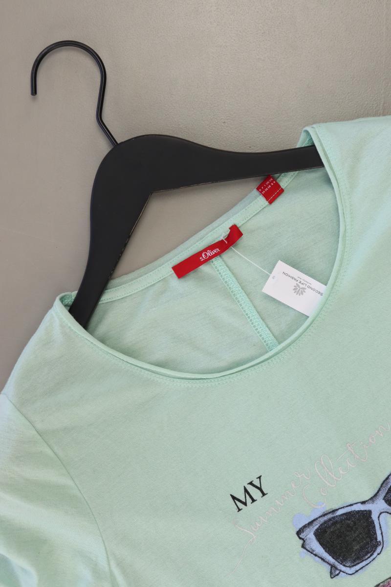 s.Oliver Printshirt Gr. 34 Kurzarm grün aus Polyester