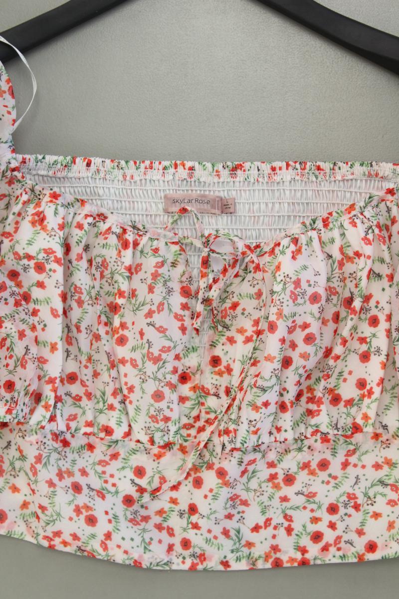 Skylar Rose Crop Top Gr. L mit Blumenmuster mit Carmen-Ausschnitt mehrfarbig