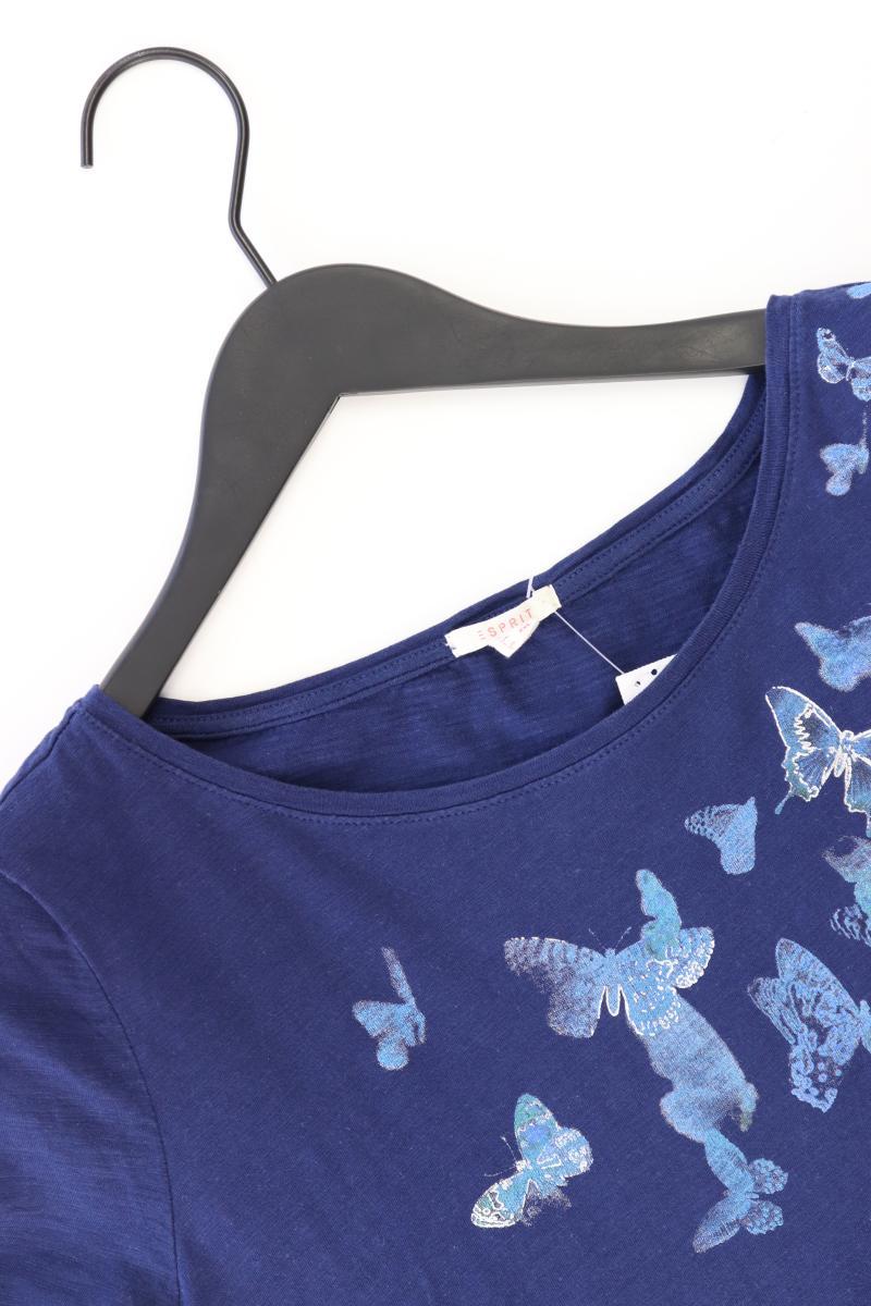 Esprit Printshirt Gr. XL Kurzarm blau aus Baumwolle