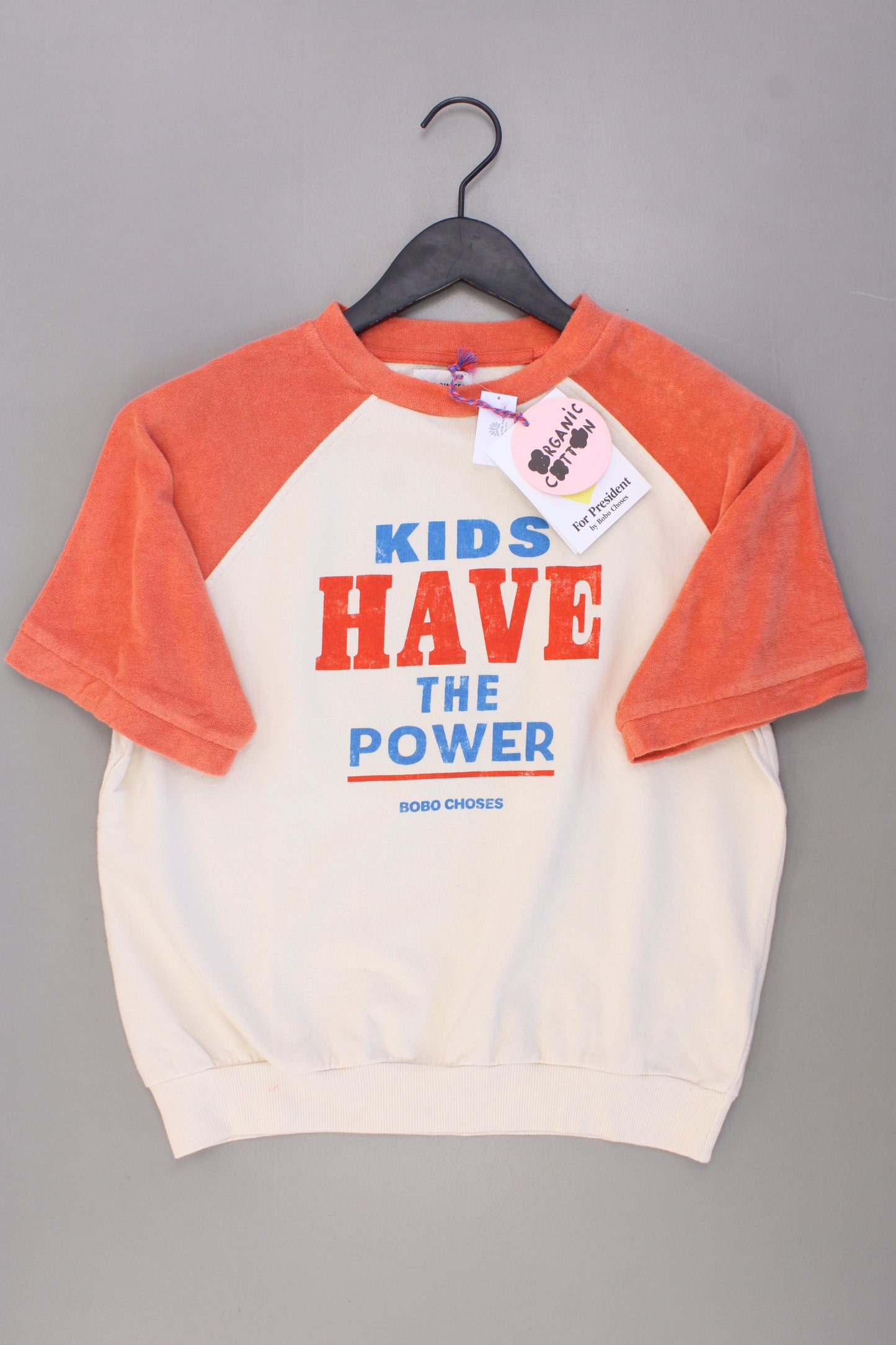 Bobo Choses Kinder T-Shirt Bio Baumwolle mit Aufdruck "Kids have the power" orange Größe 10-11 Jahre, 148cm neu mit Etikett
