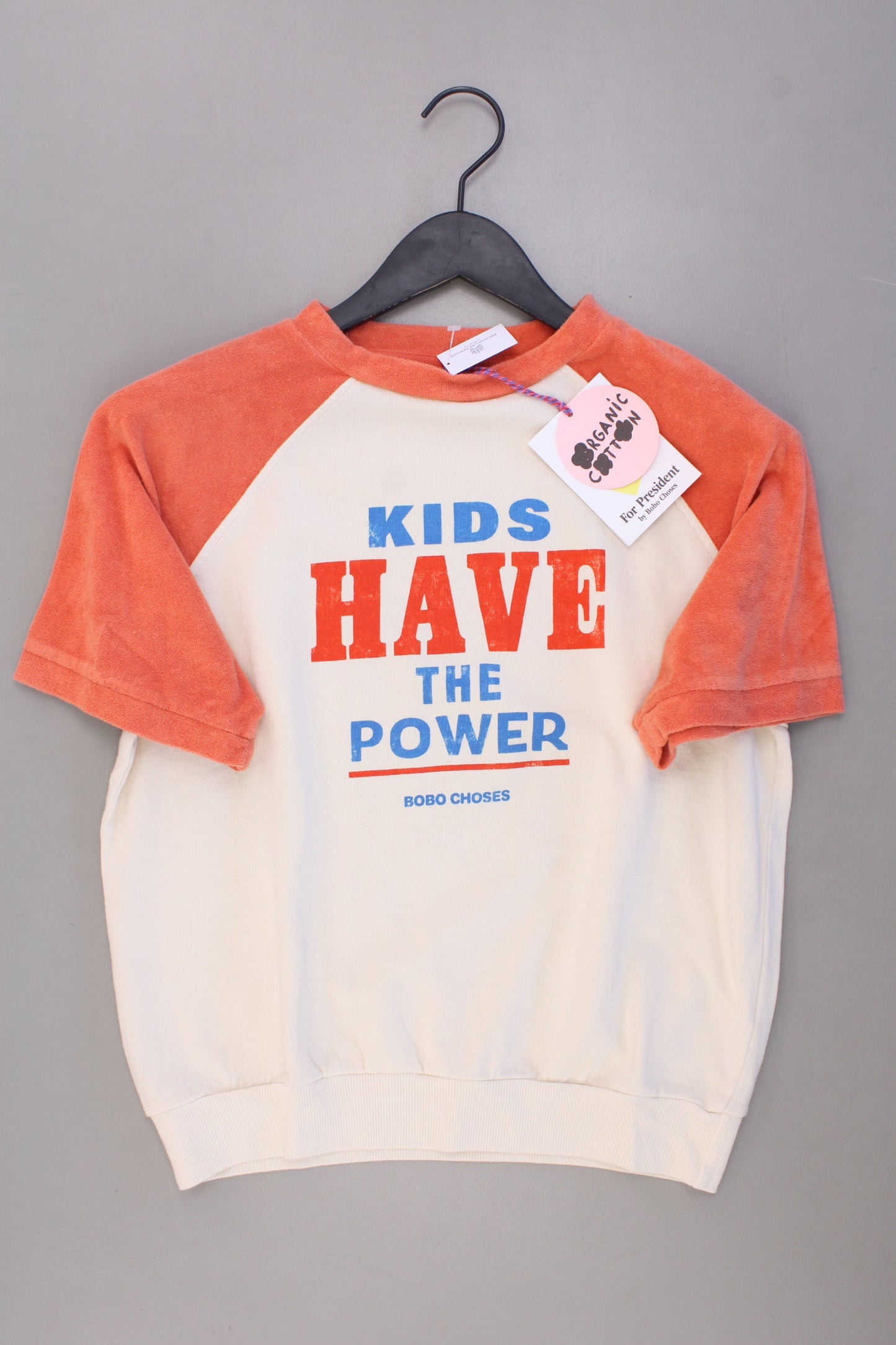Bobo Choses Kinder T-Shirt Bio Baumwolle mit Aufdruck "Kids have the power" orange Größe 10-11 Jahre, 148cm neu mit Etikett