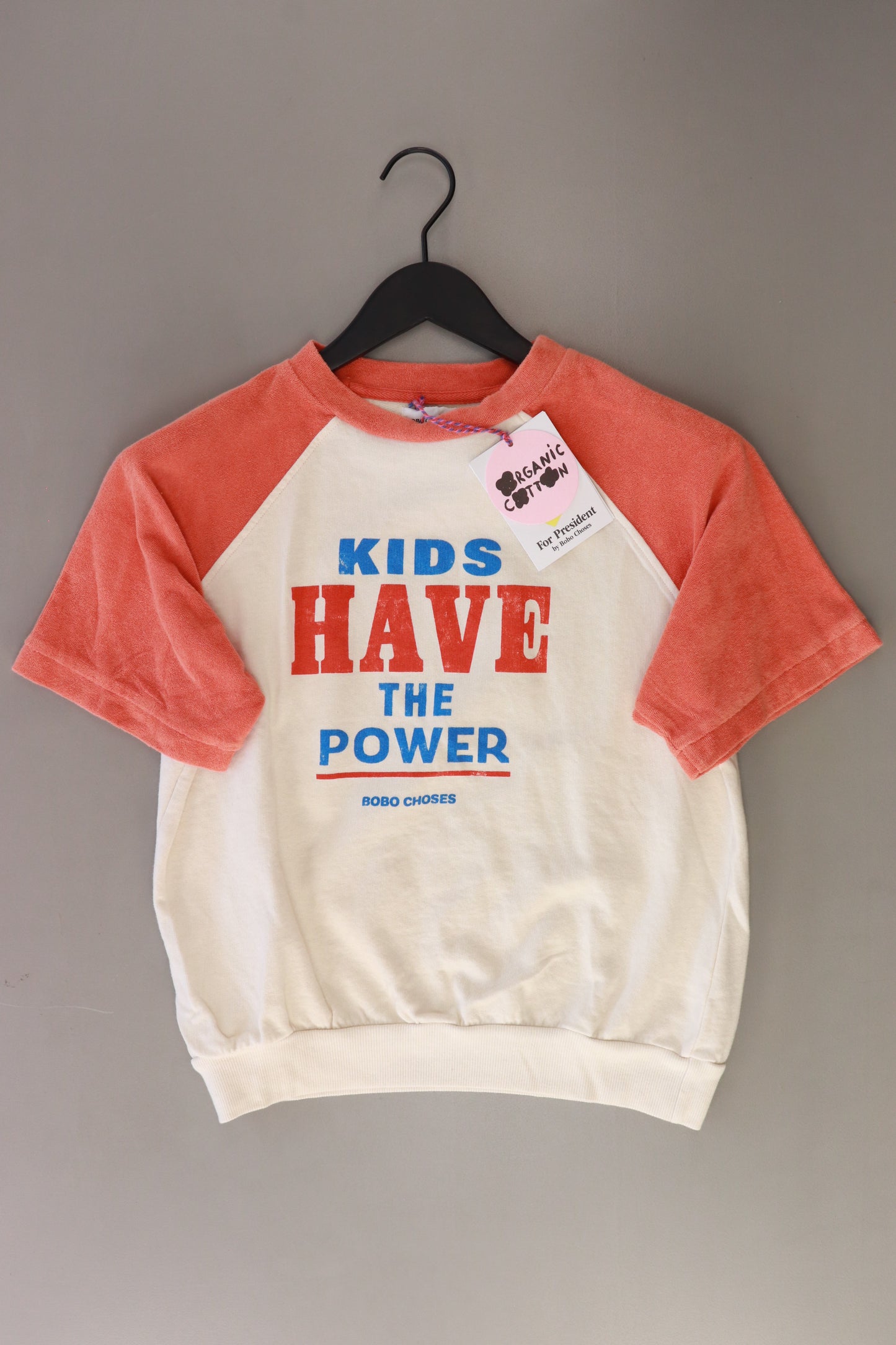 Bobo Choses Kinder T-Shirt Bio Baumwolle mit Aufdruck "Kids have the power" orange Größe 10-11 Jahre, 148cm neu mit Etikett
