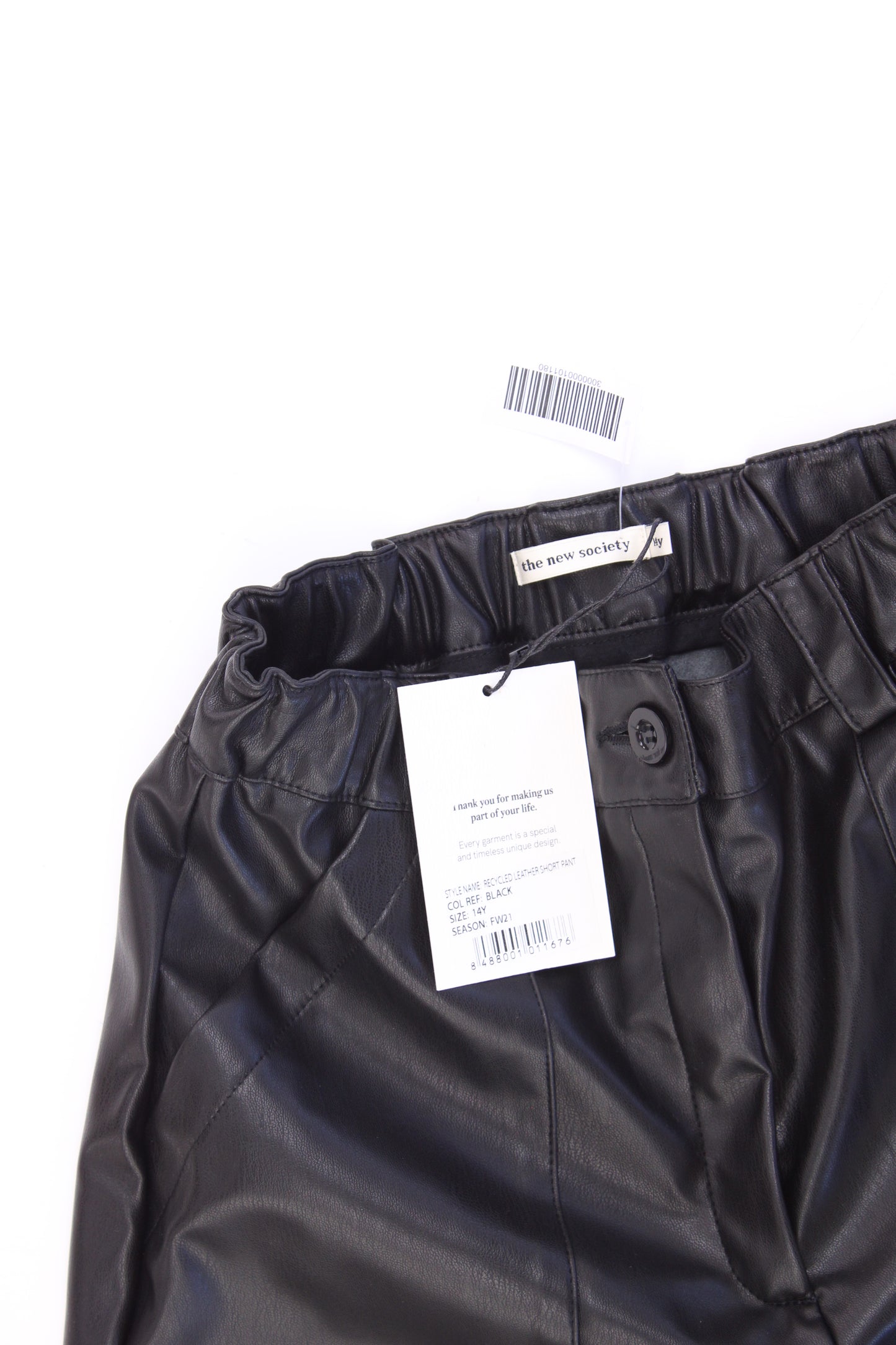 The New Society Kinder Kunstledershorts Recycled Leather Short Pant schwarz Größe 14 Jahre neu mit Etikett