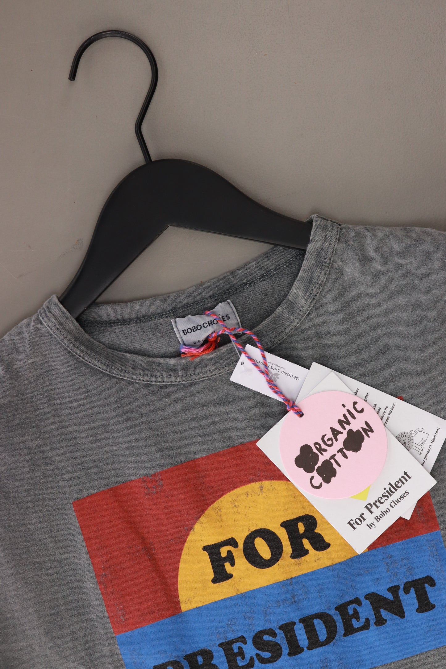 Bobo Choses Kinder Printshirt "for president" grau Größe 8-9 Jahre, 134cm neu mit Etikett