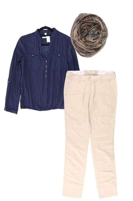 Second Hand Outfit Größe XS mit Esprit Langarmbluse in Gr. 34 und Tuch