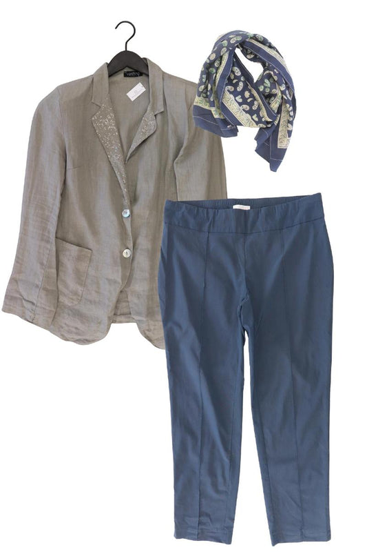 Second Hand Outfit Größe XL mit Vestino Leinenblazer in Gr. 44 und Tuch