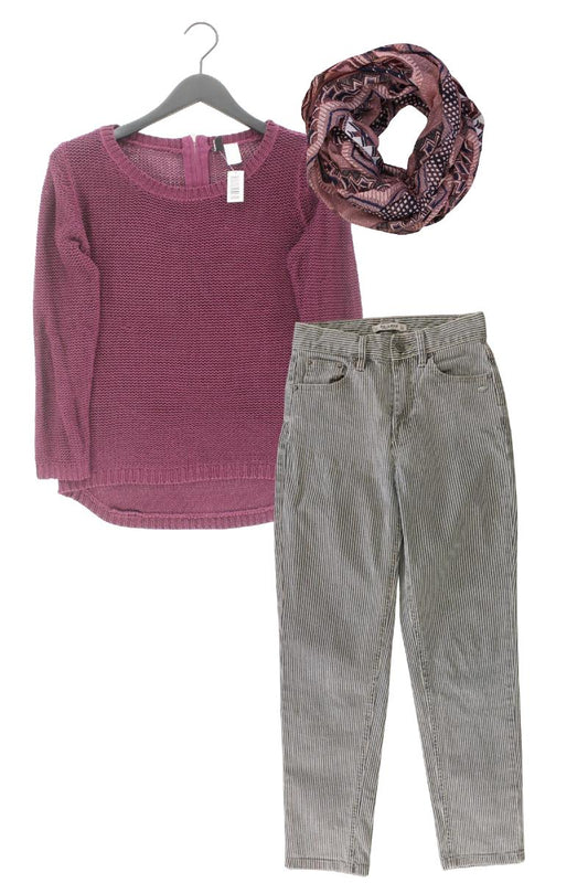 Second Hand Outfit Größe XS mit Grobstrickpullover in Gr. XS und Tuch