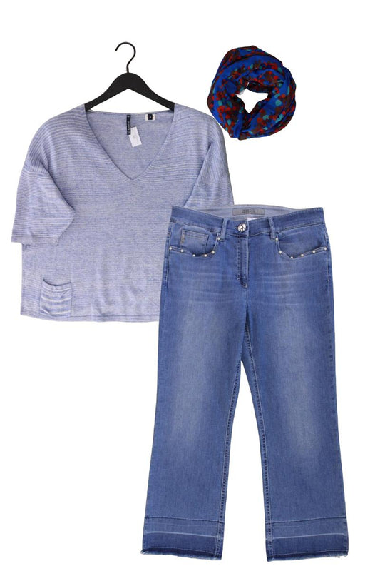 Second Hand Outfit Größe M mit Woolrich Feinstrickpullover in Gr. M und Tuch