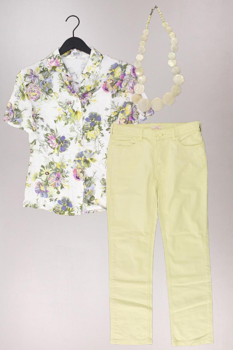 Second Hand Outfit Größe M mit Taifun Kurzarmbluse in Gr. 38 und Schmuck