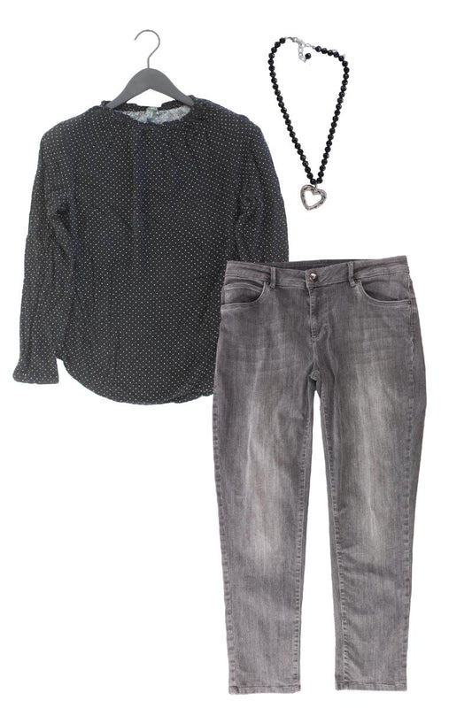 Second Hand Outfit Größe M mit Street One Langarmbluse in Gr. 40 und Halskette