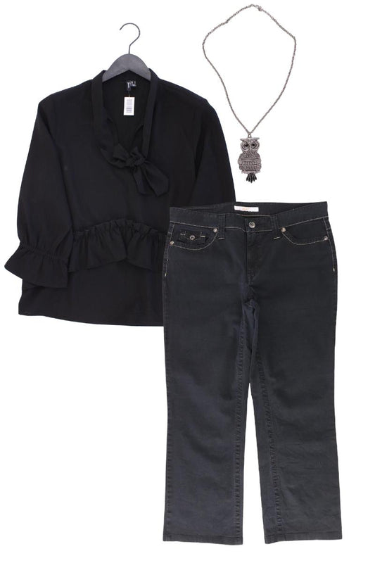 Second Hand Outfit Größe L mit Vero Moda Schluppenbluse in Gr. L und Halskette