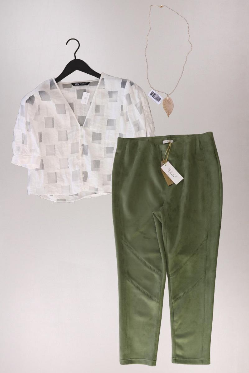 Second Hand Outfit Größe L mit Zara Kurzarmbluse in Gr. L und Halskette