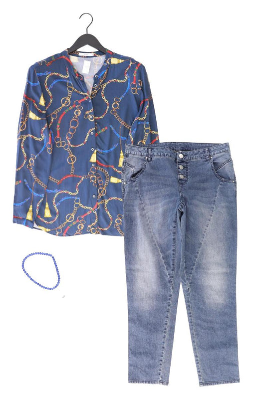 Second Hand Outfit Größe L mit Brax Langarmbluse in Gr. 42 und Armband