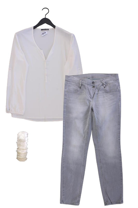 Second Hand Outfit Größe L mit Esprit Langarmbluse in Gr. 42 und Armband