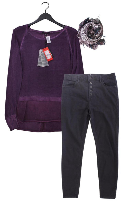Second Hand Outfit Größe L mit yest Feinstrickpullover in Gr. L und Schal
