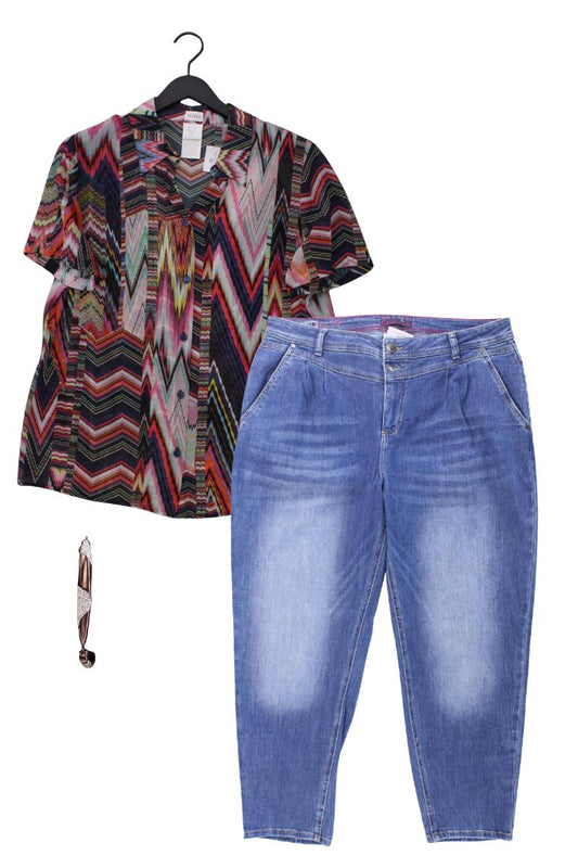 Second Hand Outfit Größe XL mit Mona Kurzarmbluse in Gr. 46 und Armband