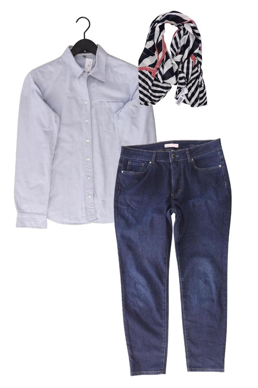 Second Hand Outfit Größe M mit Montego Langarmbluse in Gr. 40 und Tuch