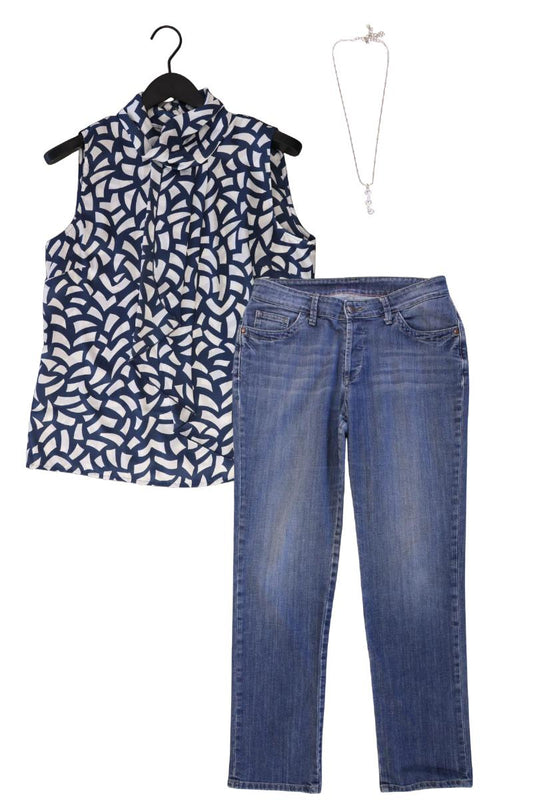 Second Hand Outfit Größe M mit Patrizia Dini Ärmellose Bluse in Gr. 40