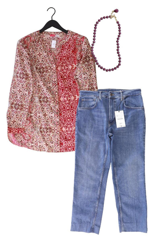 Second Hand Outfit Größe XL mit TOGETHER Langarmbluse in Gr. 44 und Halskette
