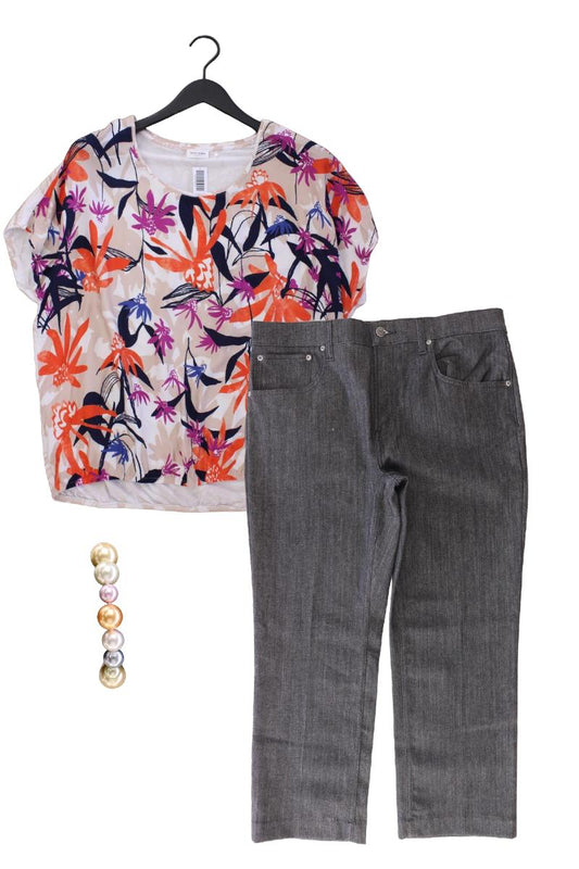 Second Hand Outfit Größe XL mit Gerry Weber Kurzarmbluse in Gr. 46 und Armband