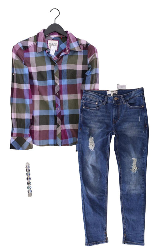 Second Hand Outfit Größe XS mit Esprit Karobluse in Gr. 34 und Armband