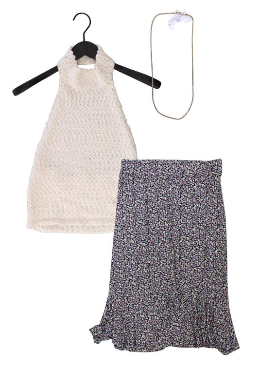 Second Hand Outfit Größe L mit Zara Neckholdertop in Gr. L und Halskette