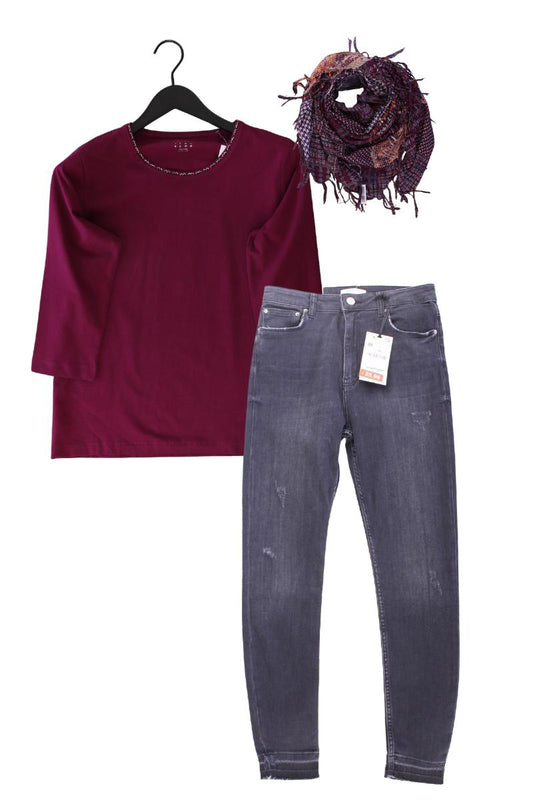 Second Hand Outfit Größe M mit Adagio Regular Shirt in Gr. 40 und Tuch