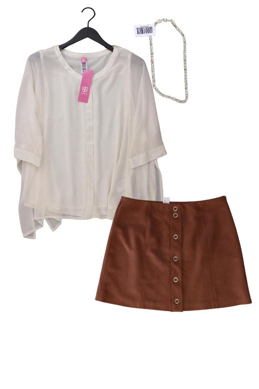 Second Hand Outfit Größe L mit Basler Oversize-Bluse in Gr. 42 und Halskette