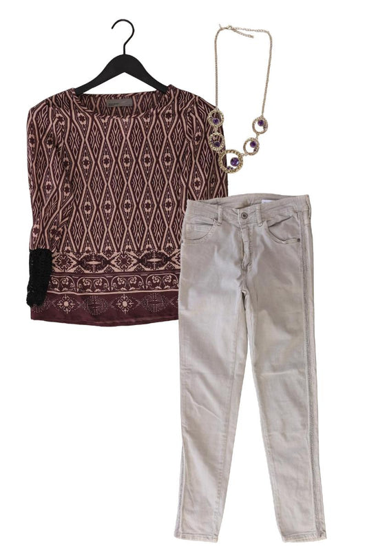 Second Hand Outfit Größe XS mit Langarmbluse in Gr. XS, Skinny Jeans in Gr. XS
