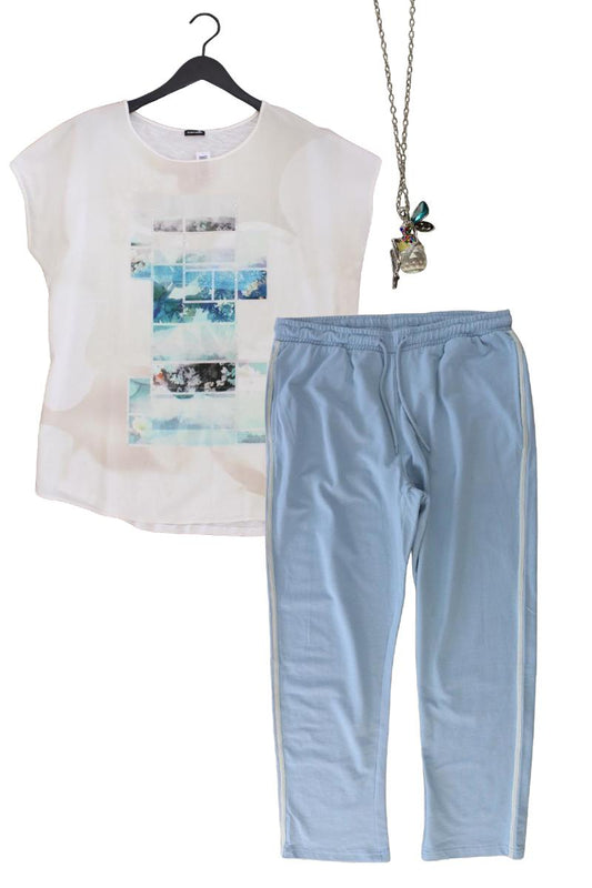 Second Hand Outfit Größe XL mit Gerry Weber Kurzarmbluse in Gr. 44 und Schmuck