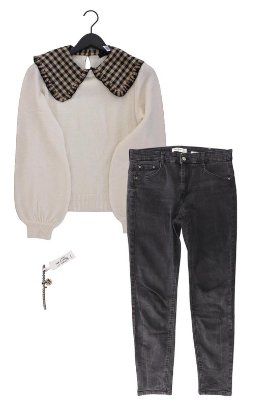 Second Hand Outfit Größe M mit Feinstrickpullover in Gr. M und Armband