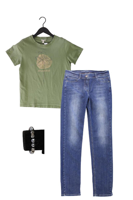 Second Hand Outfit Größe XS mit Esprit Printshirt in Gr. XS und Armband