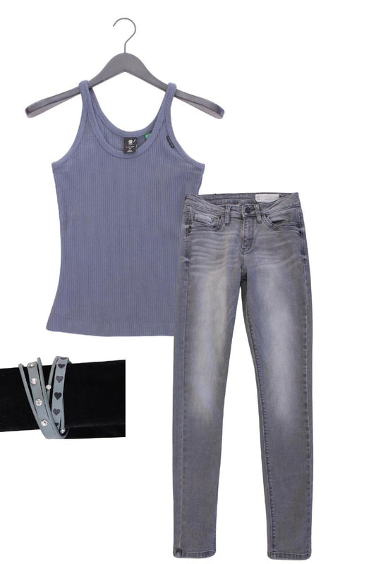 Second Hand Outfit Größe XS mit G-Star RAW Trägertop in Gr. XS und Armband