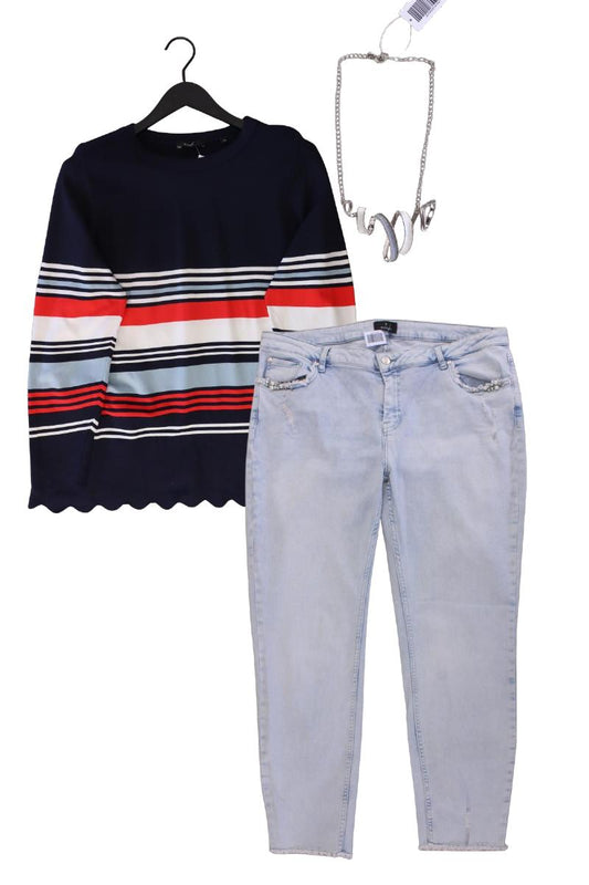 Second Hand Outfit Größe XXL mit Bonita Langarmpullover in Gr. XXL und Halskette