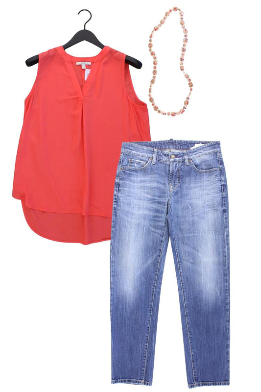 Second Hand Outfit Größe M mit Esprit Ärmellose Bluse in Gr. 38 und Halskette