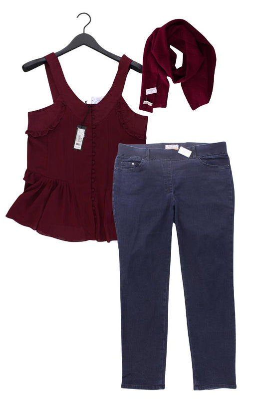 Second Hand Outfit Größe L mit Trägertop in Gr. L, Brax Skinny Jeans in Gr. 42