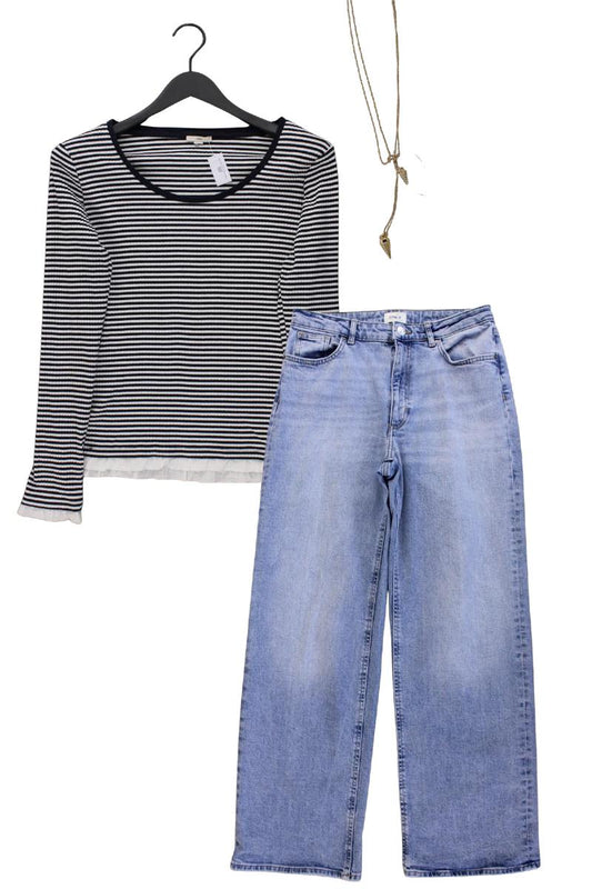 Second Hand Outfit Größe L mit edc by Esprit Ringelshirt in Gr. L und Halskette