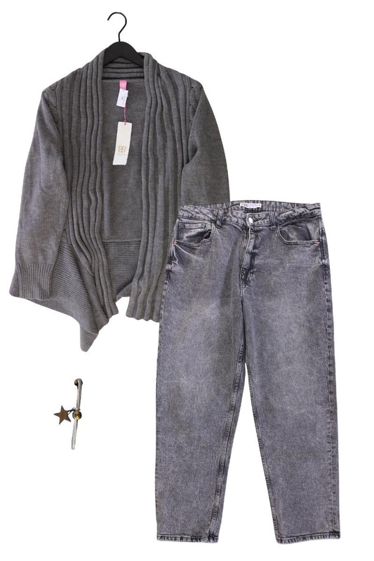 Second Hand Outfit Größe XL mit Basler Strickjacke in Gr. 44 und Armband