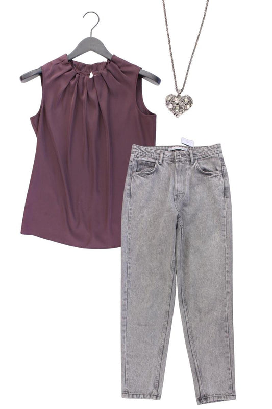 Second Hand Outfit Größe XS mit comma, Ärmellose Bluse in Gr. 34 und Halskette