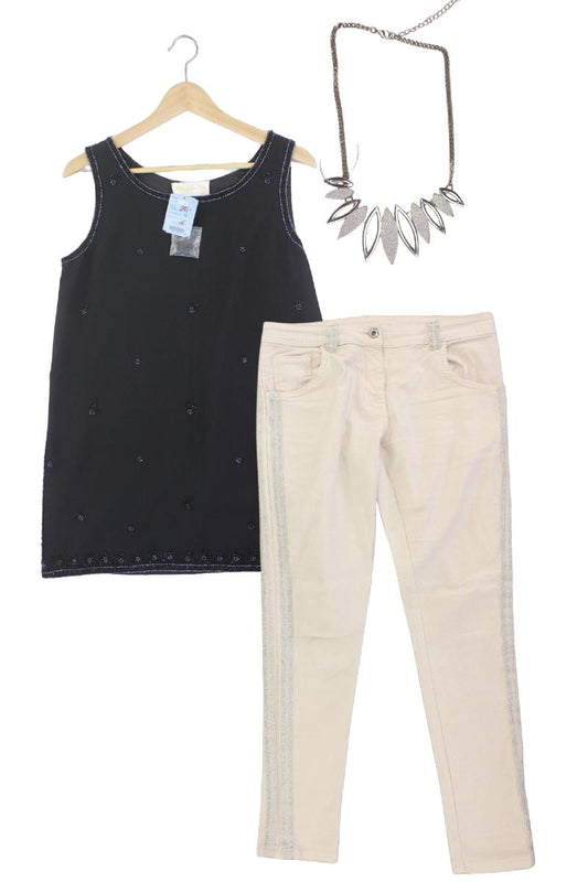 Second Hand Outfit Größe M mit Mode Exclusive Mehra Ärmellose Bluse in Gr. M