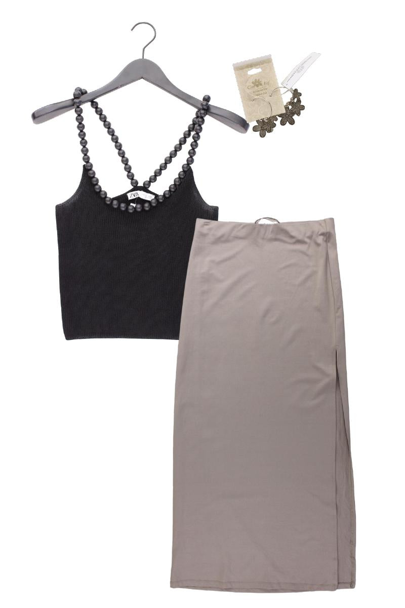 Second Hand Outfit Größe L mit Zara Trägertop in Gr. L und Schmuck
