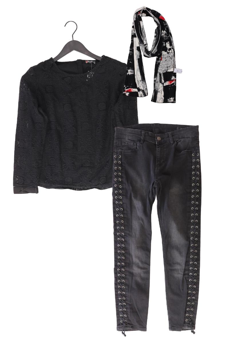 Second Hand Outfit Größe M mit Street One Spitzenbluse in Gr. 38 und Schal