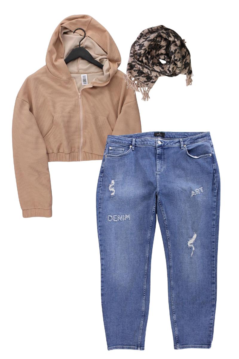 Second Hand Outfit Größe XXL mit Sweatjacke in Gr. XXL und Schal
