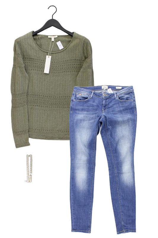 Second Hand Outfit Größe L mit Esprit Feinstrickpullover in Gr. L und Armband