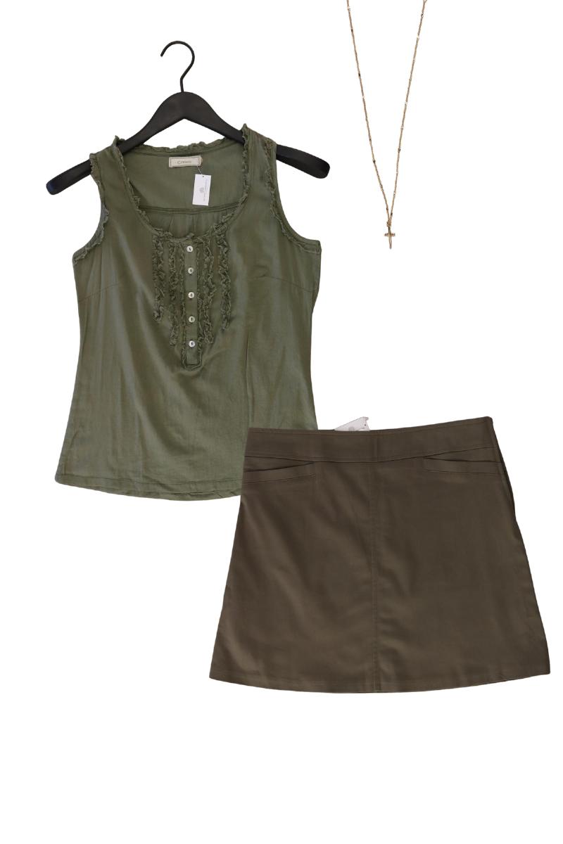 Second Hand Outfit Größe XS mit Cream Rüschentop in Gr. 34, Rock in Gr. 34