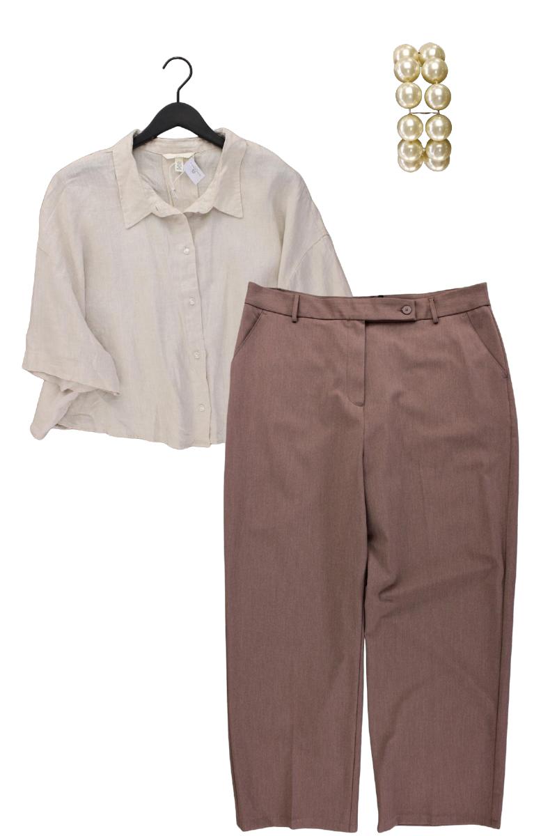 Second Hand Outfit Größe XXL mit Leinenbluse in Gr. XXL, Stoffhose in Gr. 48