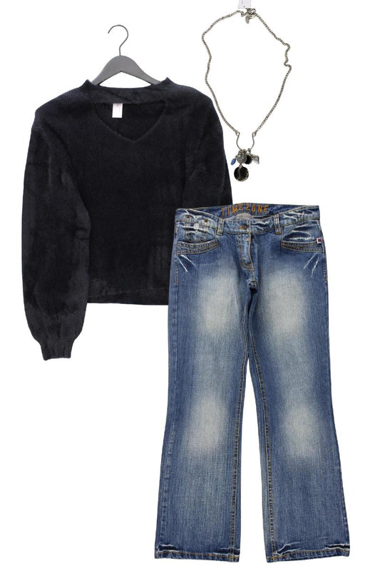 Second Hand Outfit Größe L mit Tom Tailor (Denim) Feinstrickpullover in Gr. 42