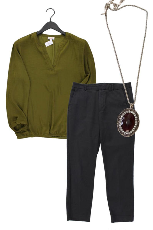 Second Hand Outfit Größe M mit s.Oliver Langarmbluse in Gr. 38 und Halskette