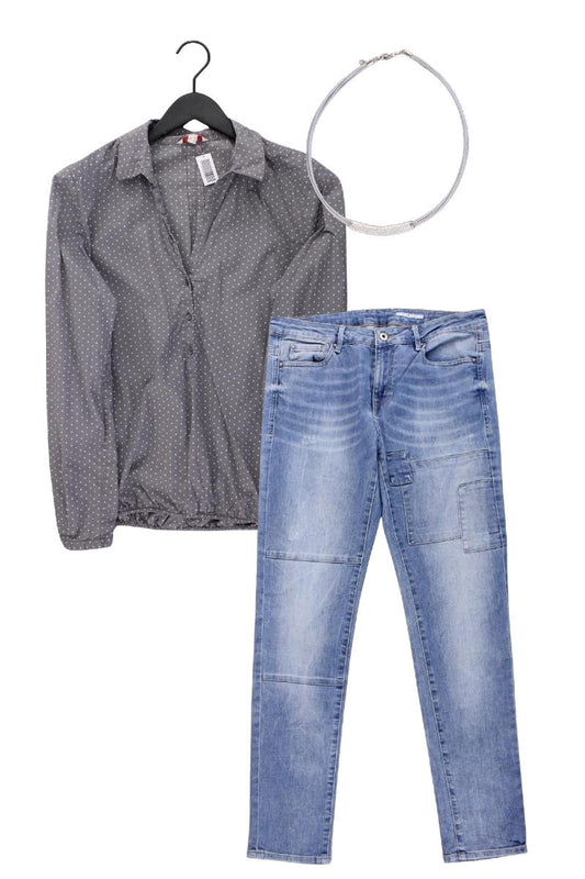 Second Hand Outfit Größe M mit Esprit Langarmbluse in Gr. 38 und Halskette